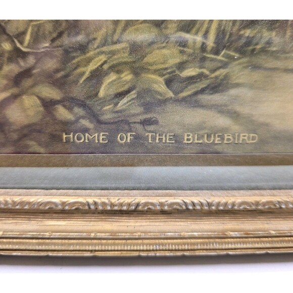 Vintage Framed Zula Kenyon Art Print Girl With Bluebird 12 X 15 - Picture 7 of 7